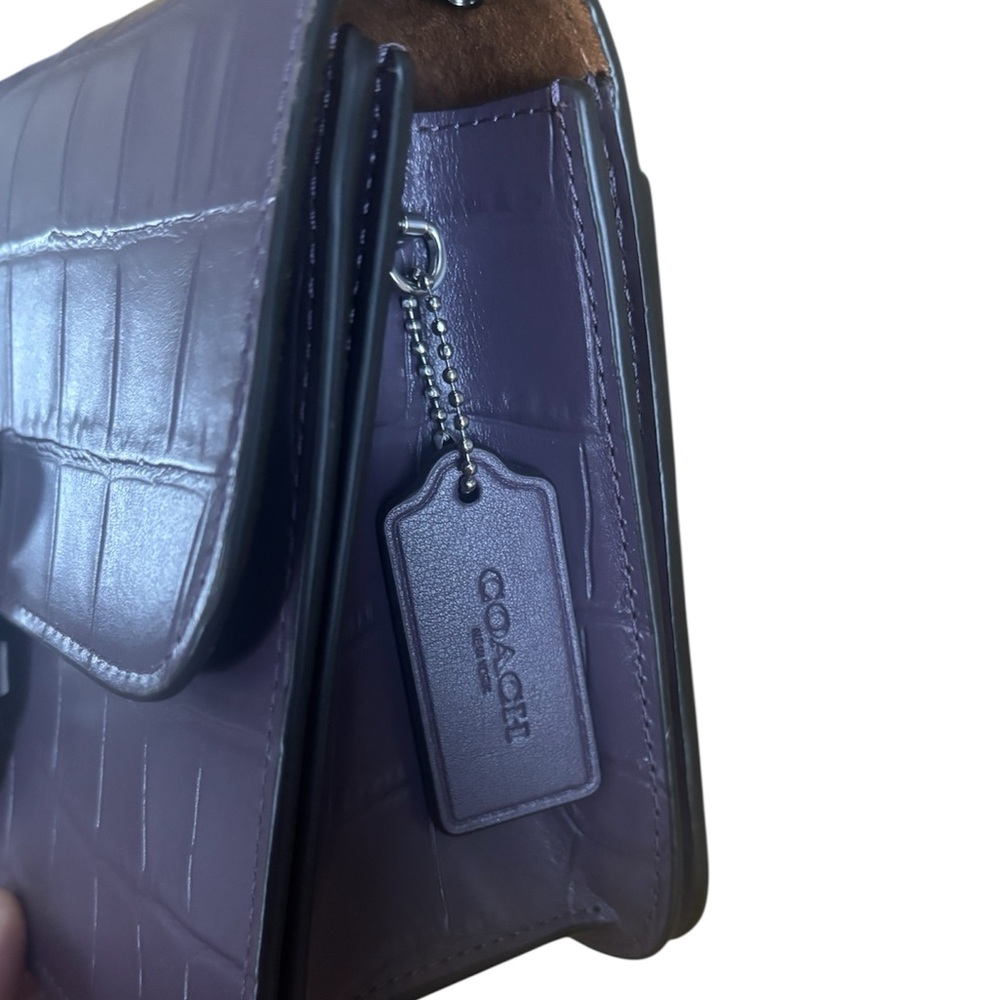 COACH Croc Leather Morgan Purple Amethyst Crossbody Bag w/Wallet NWT - Picture 2 of 4